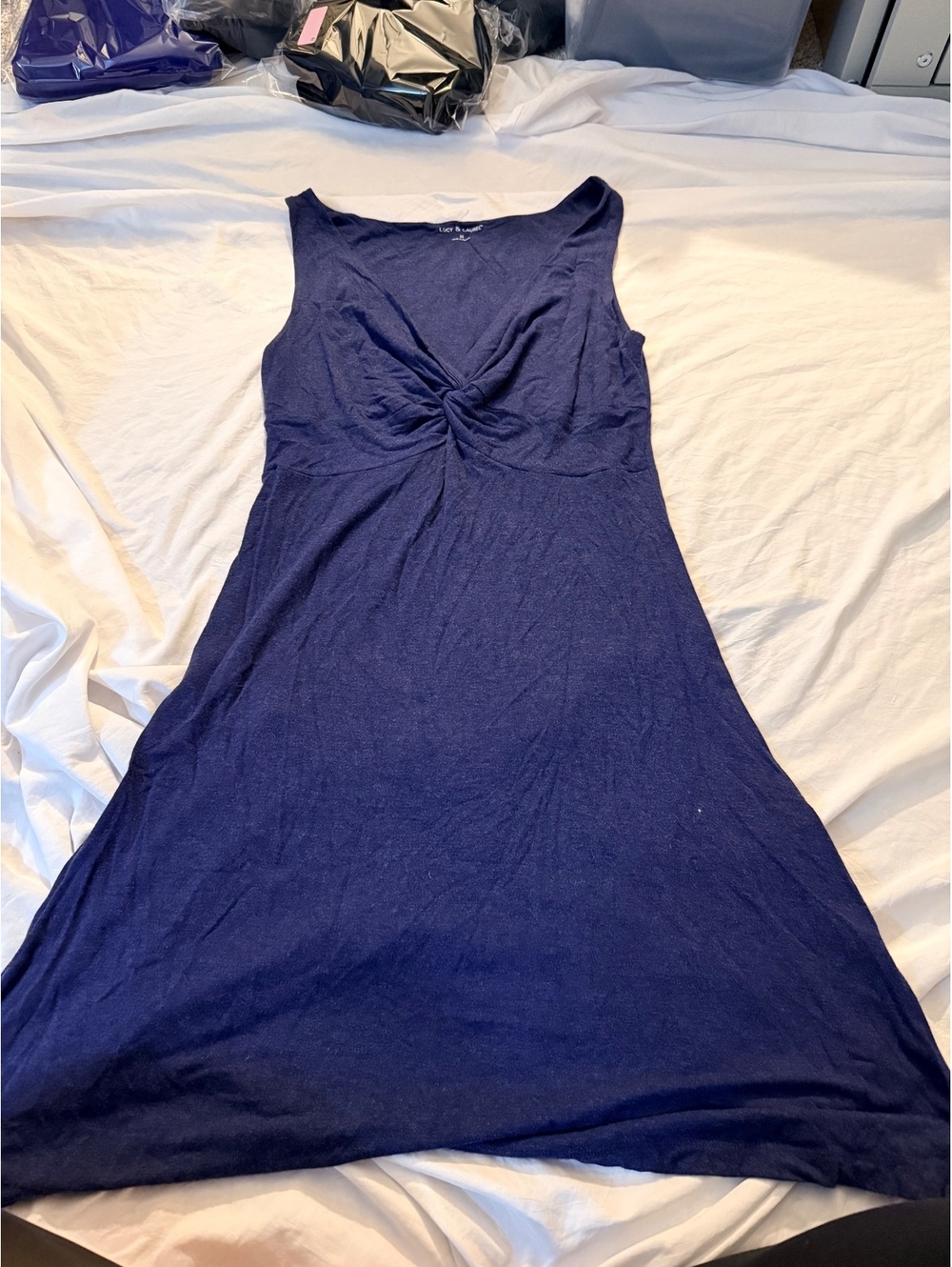 Lucy & Laurel Navy Blue Sleeveless Dress Medium